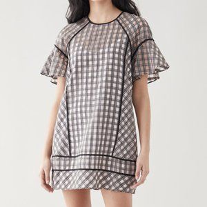 Club Monaco Silk Blend Check Swing Dress (NWT)